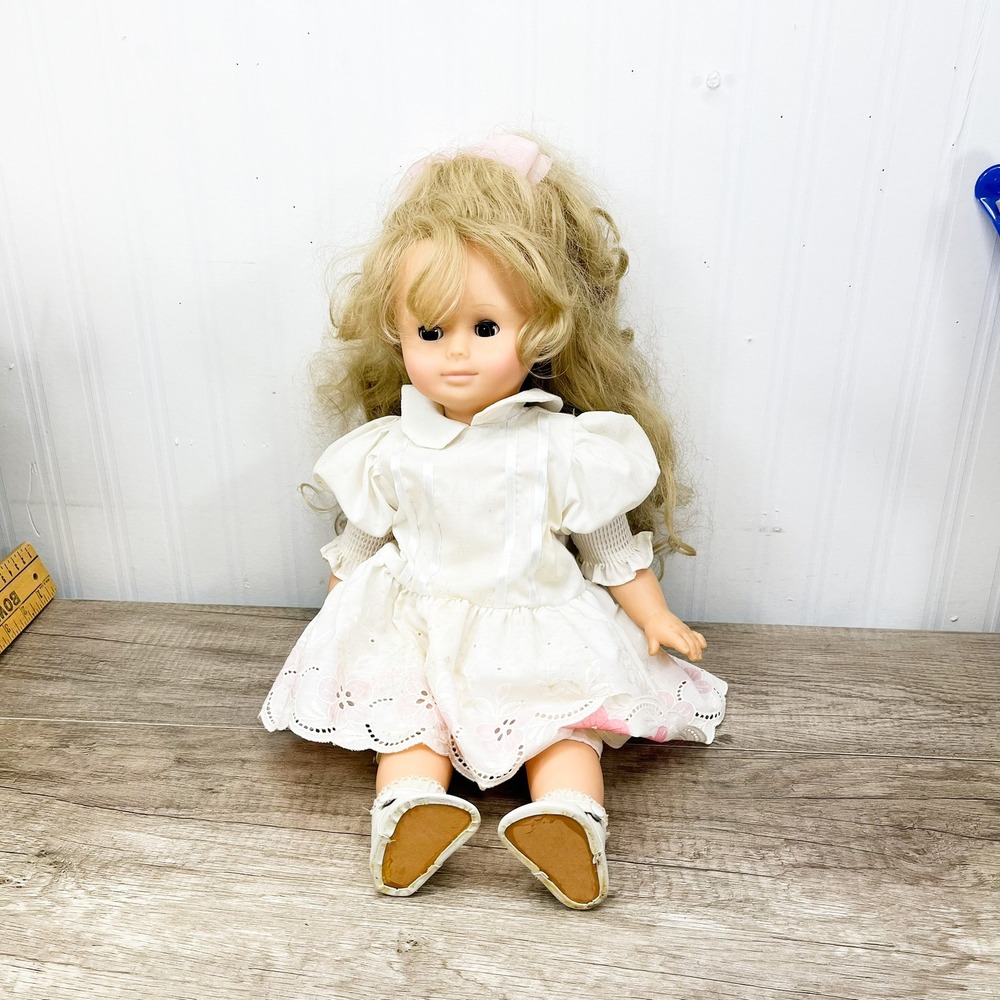 Vintage Gotz WEST German Doll 18" Baby Doll Blonde Hair Lace Dress